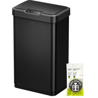 EKO Mirage-T 50 Liter / 13,2 Gallon Touchless Rechthoekige Motion Sensor Prullenbak, geborsteld roestvrij stalen afwerking (mat zwart) EKO Mirage-T 50 Liter / 13,2 Gallon Touchless Rechthoekige Motion Sensor Prullenbak, geborsteld roestvrij stalen afwerking (mat zwart)