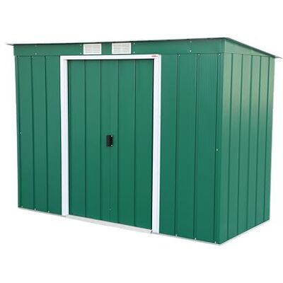 Duramax ECO Pent Dak 8 x 4 Hot-Dipped Gegalvaniseerd Metalen Tuingereedschap Opslag Schuur Groen met Gebroken Wit Trimmen Duramax ECO Pent Dak 8 x 4 Hot-Dipped Gegalvaniseerd Metalen Tuingereedschap Opslag Schuur Groen met Gebroken Wit Trimmen
