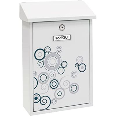ARREGUI Premium E5606 Brievenbus van Verzinkt Staal met Gezeefdrukt Motief "Spark" Formaat M (DIN A4 Post) Wandbrievenbus voor Buiten met Valklep Eenvoudige Montage Wit met Grijs en Zwart ARREGUI Premium E5606 Brievenbus van Verzinkt Staal met Gezeefdrukt Motief "Spark" Formaat M (DIN A4 Post) Wandbrievenbus voor Buiten met Valklep Eenvoudige Montage Wit met Grijs en Zwart