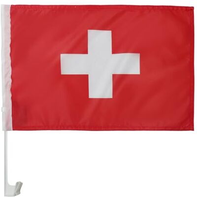 AZ FLAG Autovlag Zwitserland 45x30 cm Zwitsers Mesh Polyester Zuignap Buitengebruik autovlag Schweiz gestikte weerbestendige afwerking met kunststof stok AZ FLAG Autovlag Zwitserland 45x30 cm Zwitsers Mesh Polyester Zuignap Buitengebruik autovlag Schweiz gestikte weerbestendige afwerking met kunststof stok