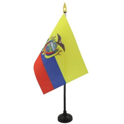 AZ FLAG Ecuador Table Vlag 15x10 cm Ecuadorian Desk Vlag 15 x 10 cm gouden speerblad AZ FLAG Ecuador Table Vlag 15x10 cm Ecuadorian Desk Vlag 15 x 10 cm gouden speerblad