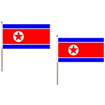 AZ FLAG Stokvlag Noord-Korea 45x30 cm Polyester 100D Houten Stok AZ FLAG Stokvlag Noord-Korea 45x30 cm Polyester 100D Houten Stok