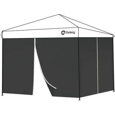 Sekey 2 x zijwanden voor paviljoen, 3 x 3 waterdicht, winterbestendig, zijwanden voor paviljoen, partytent, tuintent, 3 x 3 m, 1 raam, 1 deur, grijs (zwart, 2 deuren) Sekey 2 x zijwanden voor paviljoen, 3 x 3 waterdicht, winterbestendig, zijwanden voor paviljoen, partytent, tuintent, 3 x 3 m, 1 raam, 1 deur, grijs (zwart, 2 deuren)