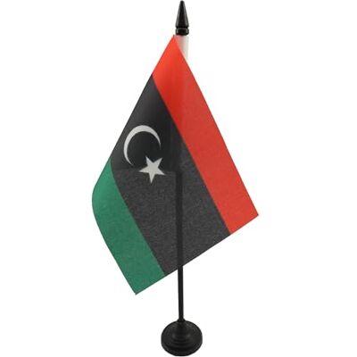 AZ FLAG Tafelvlag Libië 15x10 cm Libisch Polyester 100D Plastic Voet Binnengebruik bureauvlag ليبيا gestikte afwerking met verstevigde randen met kunststof stok en kunststof voet 100D polyester AZ FLAG Tafelvlag Libië 15x10 cm Libisch Polyester 100D Plastic Voet Binnengebruik bureauvlag ليبيا gestikte afwerking met verstevigde randen met kunststof stok en kunststof voet 100D polyester