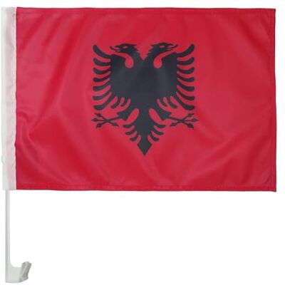 AZ FLAG Autovlag Albanië 45x30 cm Autovlag Albanees Mesh Polyester Zuignap Buitengebruik autovlag Shqipëri gestikte weerbestendige afwerking met kunststof stok AZ FLAG Autovlag Albanië 45x30 cm Autovlag Albanees Mesh Polyester Zuignap Buitengebruik autovlag Shqipëri gestikte weerbestendige afwerking met kunststof stok