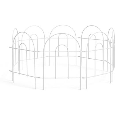 Relaxdays metalen beetrand 6 modulaire hekdelen met rondboog, HxB: 45x240 cm, in de grond te steken, wit Relaxdays metalen beetrand 6 modulaire hekdelen met rondboog, HxB: 45x240 cm, in de grond te steken, wit