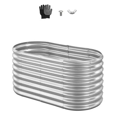 VEVOR Metalen verhoogd bloembed voor tuin balkon 1200 x 600 x 600 mm, open bodemontwerp, groot verhoogd bloembed voor het kweken van groenten, bloemen en vetplanten, zilver VEVOR Metalen verhoogd bloembed voor tuin balkon 1200 x 600 x 600 mm, open bodemontwerp, groot verhoogd bloembed voor het kweken van groenten, bloemen en vetplanten, zilver