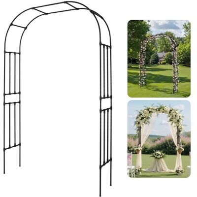 VEVOR Tuinboog 240 x 150 x 40 cm, boog voor bruiloftsdecoratie van metaal, tuinsteun voor klimplanten, buizen van verzinkt staal, houder voor klimplanten en rozen VEVOR Tuinboog 240 x 150 x 40 cm, boog voor bruiloftsdecoratie van metaal, tuinsteun voor klimplanten, buizen van verzinkt staal, houder voor klimplanten en rozen