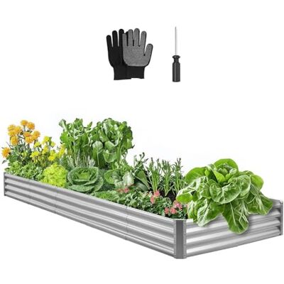 VEVOR Verhoogd bloembed van metaal voor tuin balkon 3600 x 1200 x 290 mm, open bodem, groot verhoogd bloembed voor groenten, bloemen en vetplanten, kleur verzinkt VEVOR Verhoogd bloembed van metaal voor tuin balkon 3600 x 1200 x 290 mm, open bodem, groot verhoogd bloembed voor groenten, bloemen en vetplanten, kleur verzinkt