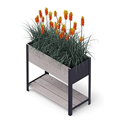 Upyard Plantenbak van hout voor tuin, terras en balkon, bloembak met binnenvlies en waterdichte kunststof inzetstuk, voor binnen en buiten, 78 x 36 x 72 cm, grijs Upyard Plantenbak van hout voor tuin, terras en balkon, bloembak met binnenvlies en waterdichte kunststof inzetstuk, voor binnen en buiten, 78 x 36 x 72 cm, grijs