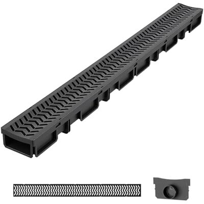 VEVOR Drainagegoot lineair 1005 x 103 x 62 mm, 5 stuks, hoogwaardige afwateringsgoot van HDPE met rooster en eindkappen, voor oprit, terras, zwembad en tuin VEVOR Drainagegoot lineair 1005 x 103 x 62 mm, 5 stuks, hoogwaardige afwateringsgoot van HDPE met rooster en eindkappen, voor oprit, terras, zwembad en tuin