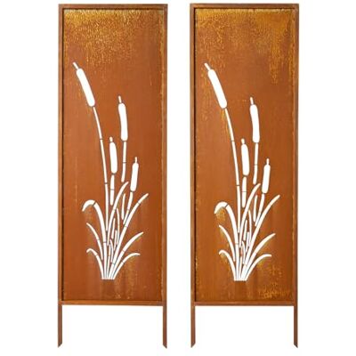 VEVOR Ruimteverdeler van metaal, 50 x 160 cm, voor binnen en buiten, 2 stuks, natuurlijk design, plantenpatroon, inkijkbescherming voor tuin, terras, roestbruin VEVOR Ruimteverdeler van metaal, 50 x 160 cm, voor binnen en buiten, 2 stuks, natuurlijk design, plantenpatroon, inkijkbescherming voor tuin, terras, roestbruin
