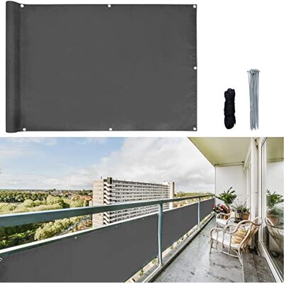 CCLIFE balkon privacy scherm wind en UV-bescherming weerbestendig 160 g/m2 met oogjes balkon privacy scherm ondoorzichtig 75 x 300cm (3 maten & 2 kleuren) voor balkon balustrades terras tuin CCLIFE balkon privacy scherm wind en UV-bescherming weerbestendig 160 g/m2 met oogjes balkon privacy scherm ondoorzichtig 75 x 300cm (3 maten & 2 kleuren) voor balkon balustrades terras tuin