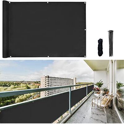 CCLIFE balkon privacy scherm wind en UV-bescherming weerbestendig 160 g/m2 met oogjes balkon privacy scherm ondoorzichtig 75 x 300cm (3 maten & 2 kleuren) voor balkon balustrades terras tuin CCLIFE balkon privacy scherm wind en UV-bescherming weerbestendig 160 g/m2 met oogjes balkon privacy scherm ondoorzichtig 75 x 300cm (3 maten & 2 kleuren) voor balkon balustrades terras tuin