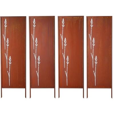 VEVOR Ruimteverdeler van metaal, 50 x 160 cm, 4 stuks, elegante decoratie, natuurlijk design, met grondpennen, inkijkbescherming voor tuin, terras, roestbruin VEVOR Ruimteverdeler van metaal, 50 x 160 cm, 4 stuks, elegante decoratie, natuurlijk design, met grondpennen, inkijkbescherming voor tuin, terras, roestbruin