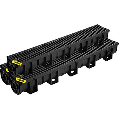 VEVOR Afvoersysteem voor buiten, set van 3, drainagesysteem van HDPE-kunststof 15 x 13 x 100 cm, met 3 eindkappen, steekverbinding, voor afvoer, tuin, oprit, zwembad, loopbrug VEVOR Afvoersysteem voor buiten, set van 3, drainagesysteem van HDPE-kunststof 15 x 13 x 100 cm, met 3 eindkappen, steekverbinding, voor afvoer, tuin, oprit, zwembad, loopbrug