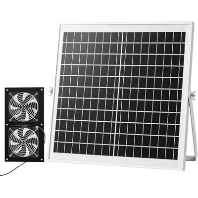 VEVOR Zonneventilator met zonnepaneel 15 W en 2 ventilatoren, afvoerventilator, verstelbare hoek, 2668 omw/min, voor broeikas, kweektent, schuur en kippenhok, behuizing van aluminiumlegering VEVOR Zonneventilator met zonnepaneel 15 W en 2 ventilatoren, afvoerventilator, verstelbare hoek, 2668 omw/min, voor broeikas, kweektent, schuur en kippenhok, behuizing van aluminiumlegering