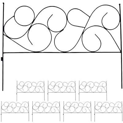 Relaxdays metalen bloembedrand 8 modulaire hekdelen art-nouveau, 36x400 cm, steekbaar, zwart Relaxdays metalen bloembedrand 8 modulaire hekdelen art-nouveau, 36x400 cm, steekbaar, zwart