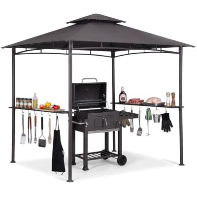 Sekey Grillpaviljoen, 2,45 x 1,50 m, waterdicht, tuintent, partytent voor tuin, feest, picknick, barbecue, uv-bescherming 50+, grijs Sekey Grillpaviljoen, 2,45 x 1,50 m, waterdicht, tuintent, partytent voor tuin, feest, picknick, barbecue, uv-bescherming 50+, grijs