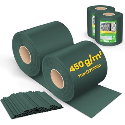 VOUNOT ® Privacyscherm, pvc-hek, 450 g/m², inkijkbescherming voor tuin, verduisteringsfolie, 19 cm x 140 m, met 80 bevestigingsclips voor gaaspanelen, stijve hekken, groen VOUNOT ® Privacyscherm, pvc-hek, 450 g/m², inkijkbescherming voor tuin, verduisteringsfolie, 19 cm x 140 m, met 80 bevestigingsclips voor gaaspanelen, stijve hekken, groen