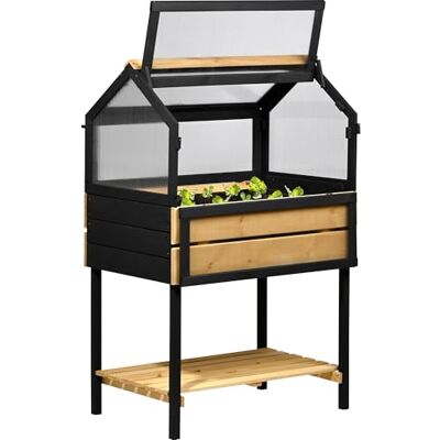 dobar ® Groot verhoogd bloembed met opzetstuk voor broeibed kweekbed van grenenhout maat L groentebed kruidenbed 76 x 48 x 118 cm antraciet natuur dobar ® Groot verhoogd bloembed met opzetstuk voor broeibed kweekbed van grenenhout maat L groentebed kruidenbed 76 x 48 x 118 cm antraciet natuur