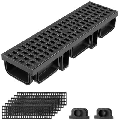 VEVOR Afvoergoot lineair 510 x 140 x 90 mm, 6-delige set, hoogwaardige afwateringsgoot van HDPE met rooster en eindkappen, voor oprit, terras, zwembad en tuin VEVOR Afvoergoot lineair 510 x 140 x 90 mm, 6-delige set, hoogwaardige afwateringsgoot van HDPE met rooster en eindkappen, voor oprit, terras, zwembad en tuin