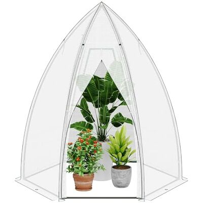 Ribelli Overwinteringstent voor planten, broeikas met deur, foliekas, tomatenkas, diameter 160 x 180 cm, tuinhuis, winterbestendig, PE-roosterfolie, groenten, bloemen, wit Ribelli Overwinteringstent voor planten, broeikas met deur, foliekas, tomatenkas, diameter 160 x 180 cm, tuinhuis, winterbestendig, PE-roosterfolie, groenten, bloemen, wit