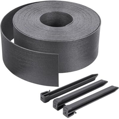 VOUNOT ® Gazonrand Flexibel van PE, Border met 12 Grondpinnen, Tuinrand en Beeteinfassung Lengte 20m, Hoogte 8cm, Dik 3mm, Grijs VOUNOT ® Gazonrand Flexibel van PE, Border met 12 Grondpinnen, Tuinrand en Beeteinfassung Lengte 20m, Hoogte 8cm, Dik 3mm, Grijs
