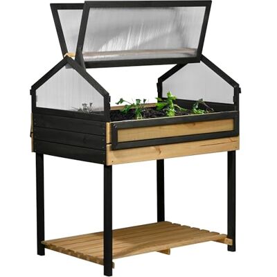 dobar ® XXL Verhoogd bloembed met opzetstuk, groot kweekbed van grenenhout, groentebed, kruidenbed, 100 x 73 x 121,50 cm, antraciet natuur, lichtbruin dobar ® XXL Verhoogd bloembed met opzetstuk, groot kweekbed van grenenhout, groentebed, kruidenbed, 100 x 73 x 121,50 cm, antraciet natuur, lichtbruin