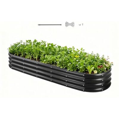 VEVOR Tuinbed van verzinkt staal, 2400 x 600 x 290 mm, open bodem, groot verhoogd bloembed voor groenten, bloemen, kruiden en vetplanten, donkergrijs VEVOR Tuinbed van verzinkt staal, 2400 x 600 x 290 mm, open bodem, groot verhoogd bloembed voor groenten, bloemen, kruiden en vetplanten, donkergrijs