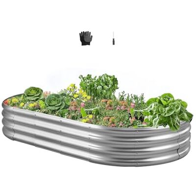 VEVOR Tuinbed van verzinkt staal, 1800 x 900 x 290 mm, open bodem, groot verhoogd bloembed voor groenten, bloemen, kruiden, vetplanten, verzinkte kleur VEVOR Tuinbed van verzinkt staal, 1800 x 900 x 290 mm, open bodem, groot verhoogd bloembed voor groenten, bloemen, kruiden, vetplanten, verzinkte kleur
