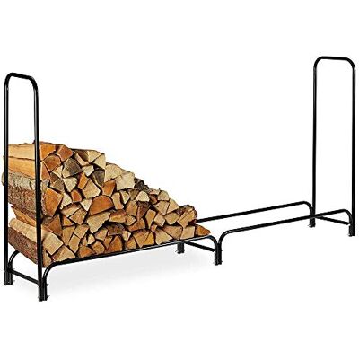 BAKAJI Houten rek, buisstructuur van metaal, houten deur voor binnen en buiten, hout, huis, tuin, voor open haard, open haard, oven, modern design (240 x 120 x 35 cm) BAKAJI Houten rek, buisstructuur van metaal, houten deur voor binnen en buiten, hout, huis, tuin, voor open haard, open haard, oven, modern design (240 x 120 x 35 cm)