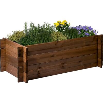 dobar ® Groot verhoogd bloembed met insteeksysteem, plantenbak van massief hout, 117 x 58,5 x 38,5 cm, donkerbruin, grenen dobar ® Groot verhoogd bloembed met insteeksysteem, plantenbak van massief hout, 117 x 58,5 x 38,5 cm, donkerbruin, grenen