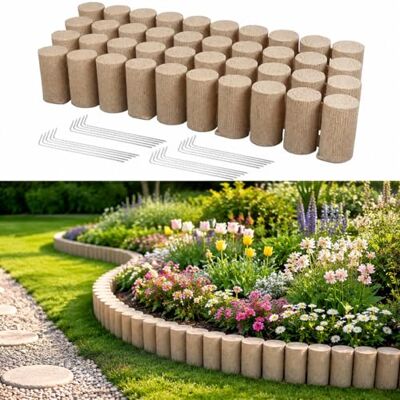 VEVOR Gazonrand in houtlook, 418 cm set, bloembed omranding zonder graven, gazonrand voor gazons, bloembedden en tuinen, 4-pack (elk 10 elementen van 1045 x 190 x 95 mm), 32 grondpennen, beige VEVOR Gazonrand in houtlook, 418 cm set, bloembed omranding zonder graven, gazonrand voor gazons, bloembedden en tuinen, 4-pack (elk 10 elementen van 1045 x 190 x 95 mm), 32 grondpennen, beige