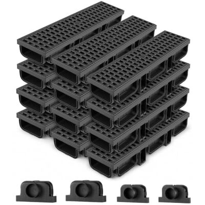 VEVOR Afvoergoot lineair 510 x 140 x 90 mm, set van 12 stuks, hoogwaardige afwateringsgoot van HDPE met rooster en eindkappen, voor oprit, terras, zwembad en tuin VEVOR Afvoergoot lineair 510 x 140 x 90 mm, set van 12 stuks, hoogwaardige afwateringsgoot van HDPE met rooster en eindkappen, voor oprit, terras, zwembad en tuin