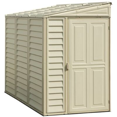 Duramax SideMate Tuinhuisje van kunststof, 4 x 8 (2,95 m2) met metalen funderingsset, omkeerbare deur, sterke metalen dakstructuur, onderhoudsvrije vinylschuur, ivoor Duramax SideMate Tuinhuisje van kunststof, 4 x 8 (2,95 m2) met metalen funderingsset, omkeerbare deur, sterke metalen dakstructuur, onderhoudsvrije vinylschuur, ivoor
