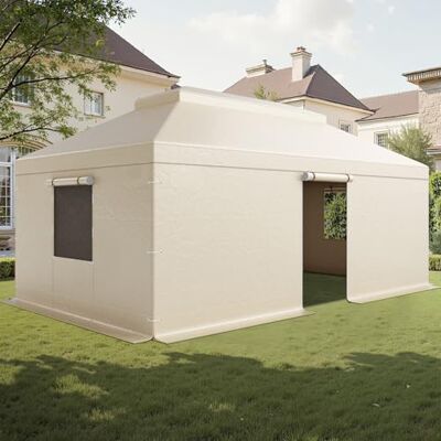 VEVOR Winterpaviljoenhoes, geschikt voor 3,7 x 6,1 m hardtop tuinhuisjes, dubbel gelaagde tuinhuisje voor alle weersomstandigheden, zijwanden en gaasramen, hoge dichtheid PE ingesloten opberghoezen VEVOR Winterpaviljoenhoes, geschikt voor 3,7 x 6,1 m hardtop tuinhuisjes, dubbel gelaagde tuinhuisje voor alle weersomstandigheden, zijwanden en gaasramen, hoge dichtheid PE ingesloten opberghoezen