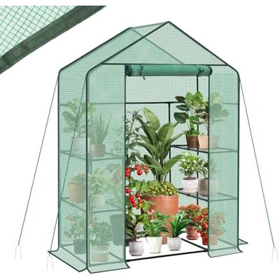 Sekey Broeikas 200x145x75 cm, foliekas stabiel, XL, groen Broeikas balkon met 4 planken voor optimale plantengroei Sekey Broeikas 200x145x75 cm, foliekas stabiel, XL, groen Broeikas balkon met 4 planken voor optimale plantengroei