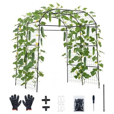 VEVOR Klimhulp voor komkommers met boog, metalen klimhulp voor de tuin, klimplanten, 181 x 165 x 210 cm, voor wijnstokken, erwten, bonen, courgettes, tomaten, bloemen, planten buiten VEVOR Klimhulp voor komkommers met boog, metalen klimhulp voor de tuin, klimplanten, 181 x 165 x 210 cm, voor wijnstokken, erwten, bonen, courgettes, tomaten, bloemen, planten buiten