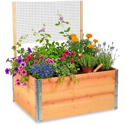 Relaxdays Hoogbed met Klimrek, Modulair Hout voor Klimplant, 118x120x80 cm, Natuur Relaxdays Hoogbed met Klimrek, Modulair Hout voor Klimplant, 118x120x80 cm, Natuur