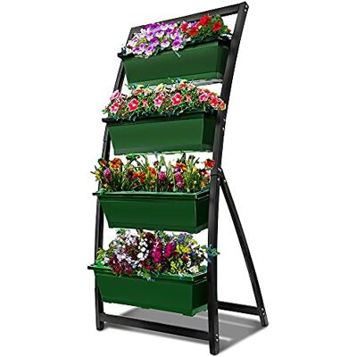 Outland Living 6 meter verhoogd tuinbed verticale tuin vrijstaande verhoogde plantenbak met 4 containerdozen goed voor terras of balkon binnen en buiten perfect voor het kweken van groenten, Outland Living 6 meter verhoogd tuinbed verticale tuin vrijstaande verhoogde plantenbak met 4 containerdozen goed voor terras of balkon binnen en buiten perfect voor het kweken van groenten,