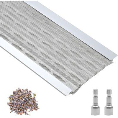 VEVOR Dakgootrooster 127 mm, dakgootbescherming van aluminiumlegering met micromesh van roestvrij staal, in totaal 30,48 m, bescherming tegen bladeren, vuil en dennennaalden, schroeven inbegrepen, 20 VEVOR Dakgootrooster 127 mm, dakgootbescherming van aluminiumlegering met micromesh van roestvrij staal, in totaal 30,48 m, bescherming tegen bladeren, vuil en dennennaalden, schroeven inbegrepen, 20