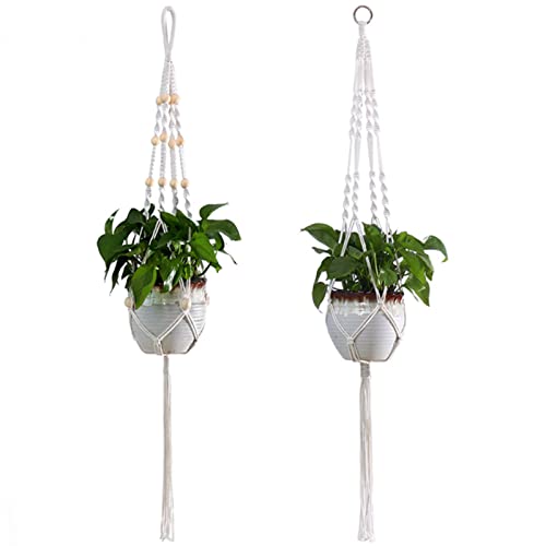 ZEACCT Bloempot Macramé, 2 Stuks Macramé Bloemenhanger, Plantenhangers Plantenpothouder Bloemenhanger Plantenhanger Hanger Hanger Boho Decoratie Voor Binnen Balkon Tuin Plafond Wanddecoratie