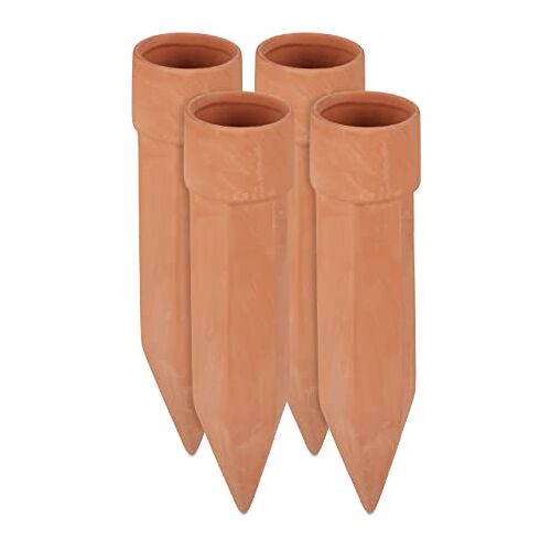 Relaxdays 24 x waterdruppelaar, druppelaar voor planten, 1.5 L flessen, H x D 19 x 4.5 cm, terracotta