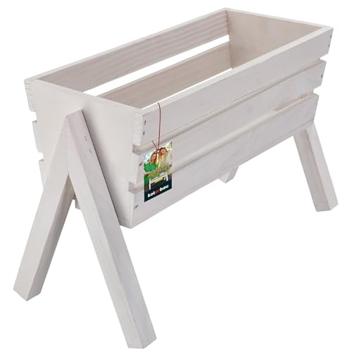 KOTARBAU ® Wamat op poten, 40,5 x 18 x 28,5 cm, wit, verhoogd bloembed, balkon, houten plantenbak voor terras en balkon, groentebed, verhoogde bloembak