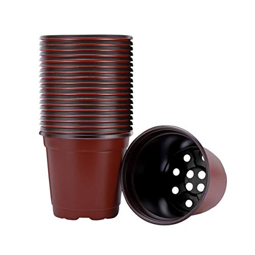 Angoily 40 stuks kunststof plantenpotten, kweekpotten, kleine kweekpotten, plastic bloempot, 9 cm, rond, kunststof, kweekpotten voor planten, bloempotten voor zaailingen (9 x 6 x 8 cm)