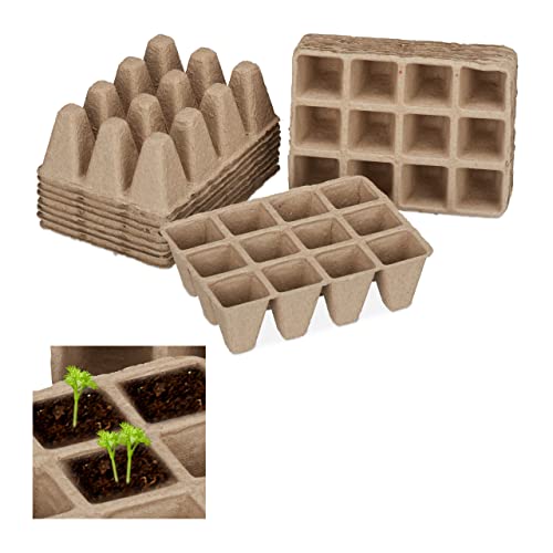 Relaxdays 2040 x kweekpotjes in set, biologisch afbreekbaar, voor planten, stekpotjes, cellulose, H: 5 cm, beige