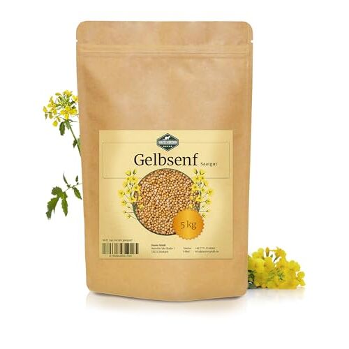 Martenbrown ® Geelmosterd 5 kg hele korrels, mosterdzaad, geel voor groene bemesting, witte mosterd