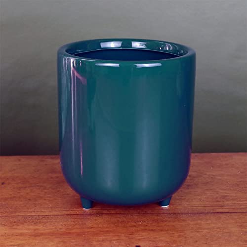 Leaf Keramische Indoor Cachepot Planters, Groen Blauw, 15cm