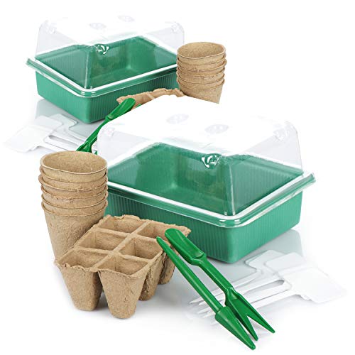 com-four ® 34-delige kweekset, kweekset met minikas en veel accessoires, voor het kweken van planten in het voorjaar (34-delige kweekset mix)